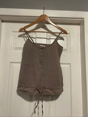Tulle Taupe Button-Front Drawstring Camisole